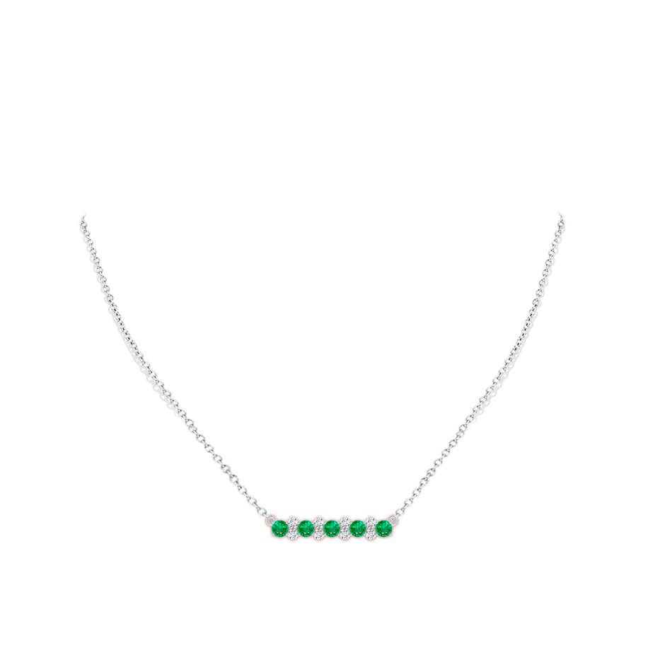 4mm AAA Round Emerald and Diamond Garland Necklace in White Gold pen