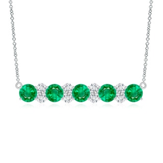 6mm AAA Round Emerald and Diamond Garland Necklace in P950 Platinum