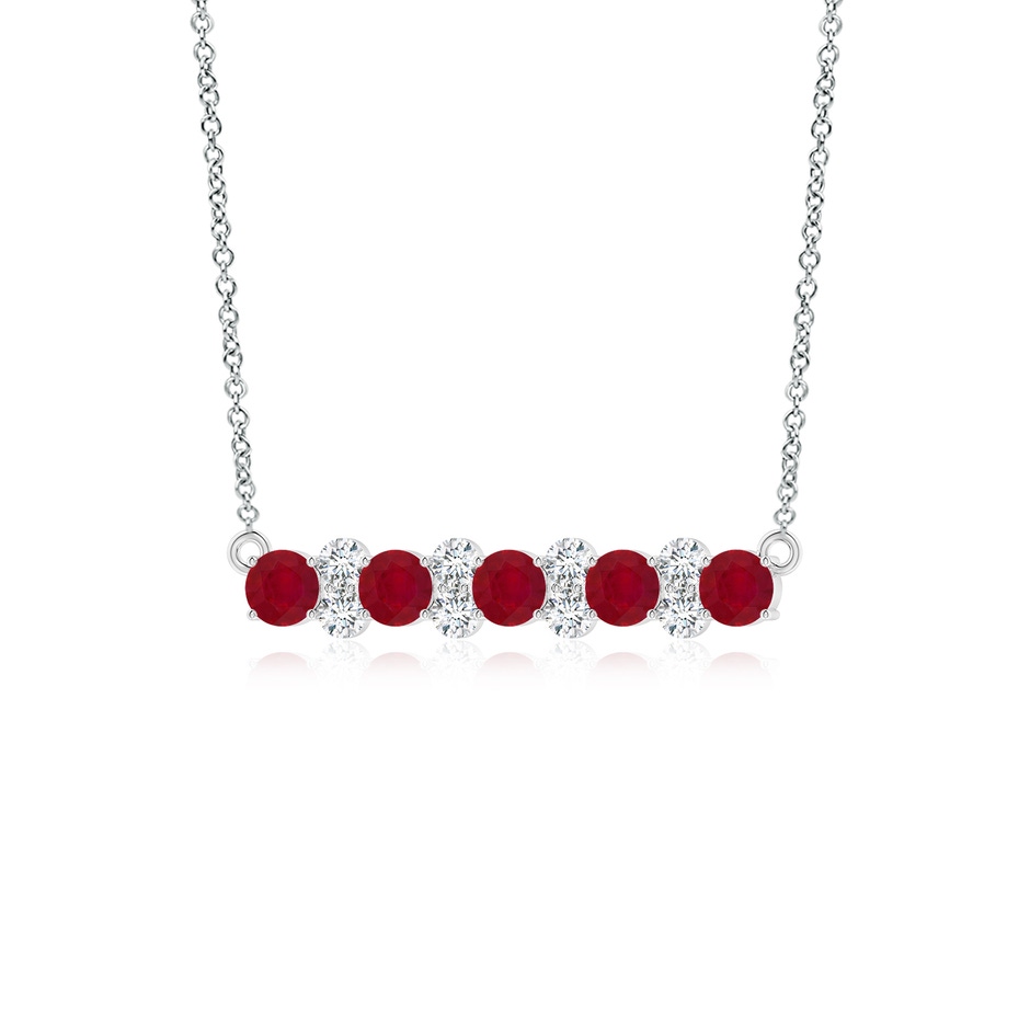 4mm AA Round Ruby and Diamond Garland Necklace in White Gold side 199