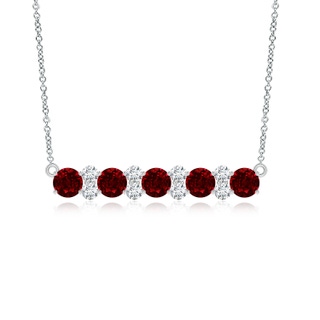 5mm AAAA Round Ruby and Diamond Garland Necklace in P950 Platinum