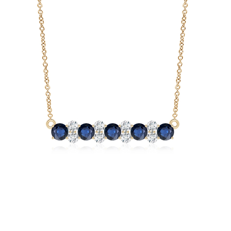 4mm AA Round Blue Sapphire and Diamond Garland Necklace in Yellow Gold 