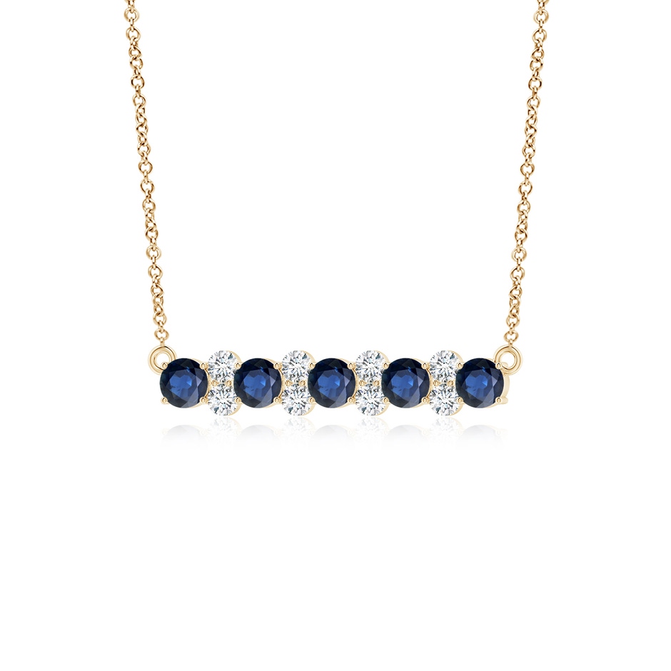 4mm AA Round Blue Sapphire and Diamond Garland Necklace in Yellow Gold side 199