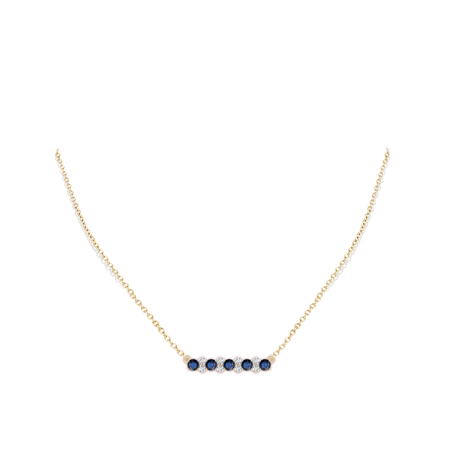 4mm AA Round Blue Sapphire and Diamond Garland Necklace in Yellow Gold pen