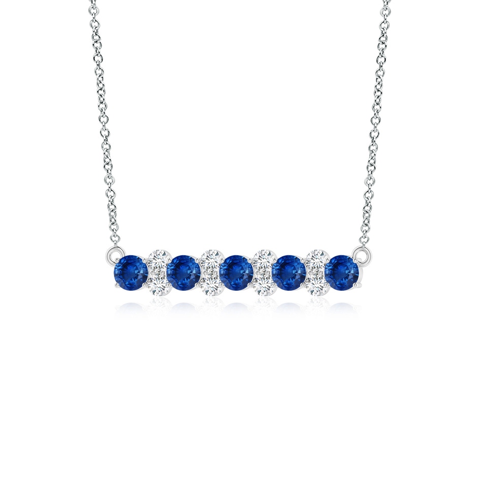 4mm AAA Round Blue Sapphire and Diamond Garland Necklace in White Gold side 199