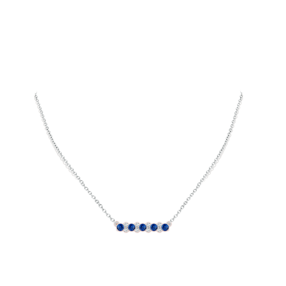 4mm AAA Round Blue Sapphire and Diamond Garland Necklace in White Gold pen