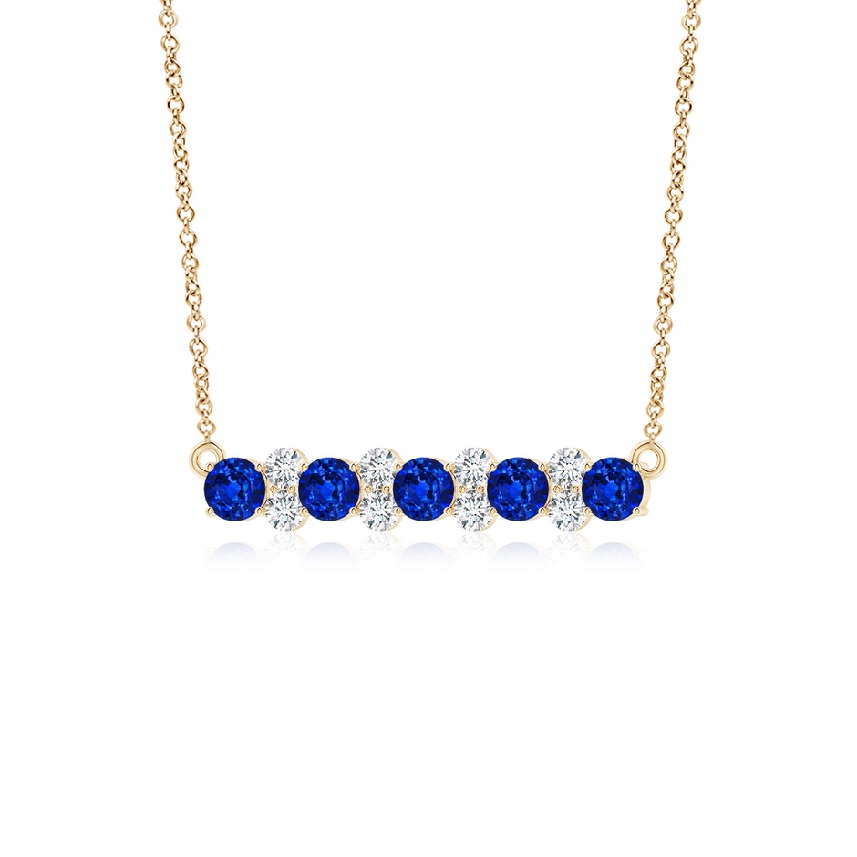 4mm Lab-Grown Round Blue Sapphire and Diamond Garland Necklace in Yellow Gold side 199