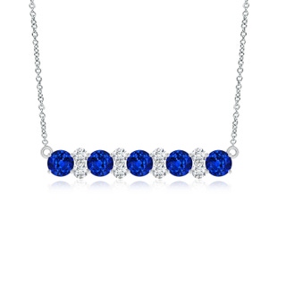 5mm AAAA Round Blue Sapphire and Diamond Garland Necklace in P950 Platinum