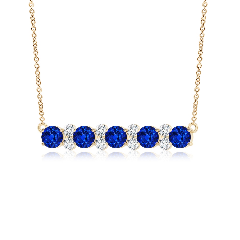 5mm Lab-Grown Round Blue Sapphire and Diamond Garland Necklace in Yellow Gold side 199