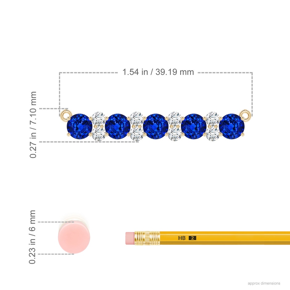 5mm Lab-Grown Round Blue Sapphire and Diamond Garland Necklace in Yellow Gold ruler