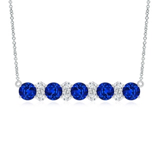 6mm AAAA Round Blue Sapphire and Diamond Garland Necklace in P950 Platinum