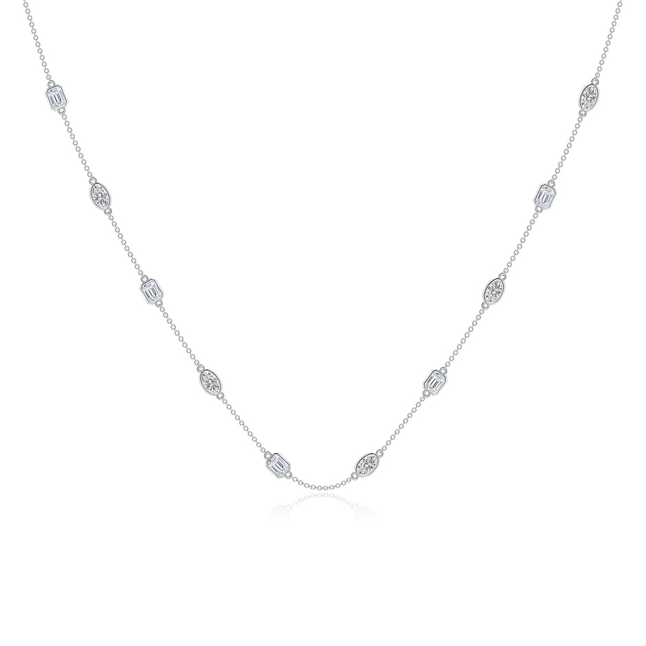 5x3mm HSI2 Oval and Emerald-Cut Diamond Station Necklace in White Gold 