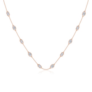 6x4mm GVS2 Oval and Emerald-Cut Diamond Station Necklace in 18K Rose Gold