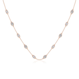 6x4mm HSI2 Oval and Emerald-Cut Diamond Station Necklace in 18K Rose Gold