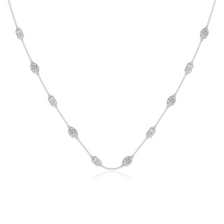 6x4mm HSI2 Oval and Emerald-Cut Diamond Station Necklace in P950 Platinum