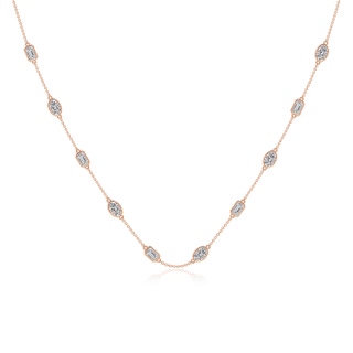 6x4mm IJI1I2 Oval and Emerald-Cut Diamond Station Necklace in Rose Gold