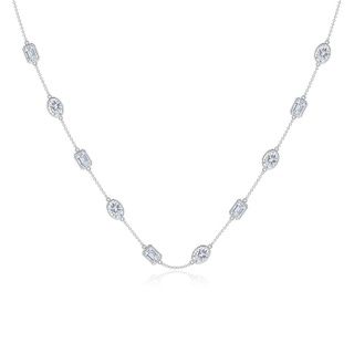 7x5mm GVS2 Oval and Emerald-Cut Diamond Station Necklace in P950 Platinum