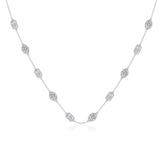 7x5mm HSI2 Oval and Emerald-Cut Diamond Station Necklace in P950 Platinum