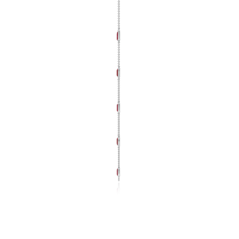 5x3mm AA Oval and Emerald-Cut Ruby Station Necklace in White Gold side 199