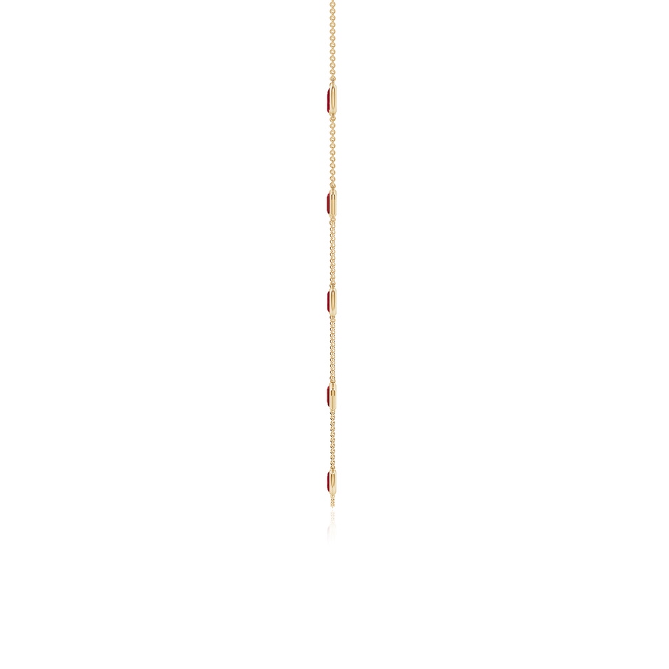 5x3mm AA Oval and Emerald-Cut Ruby Station Necklace in Yellow Gold side 199