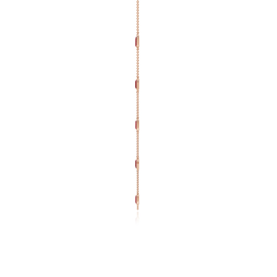 5x3mm AAA Oval and Emerald-Cut Ruby Station Necklace in Rose Gold side 199