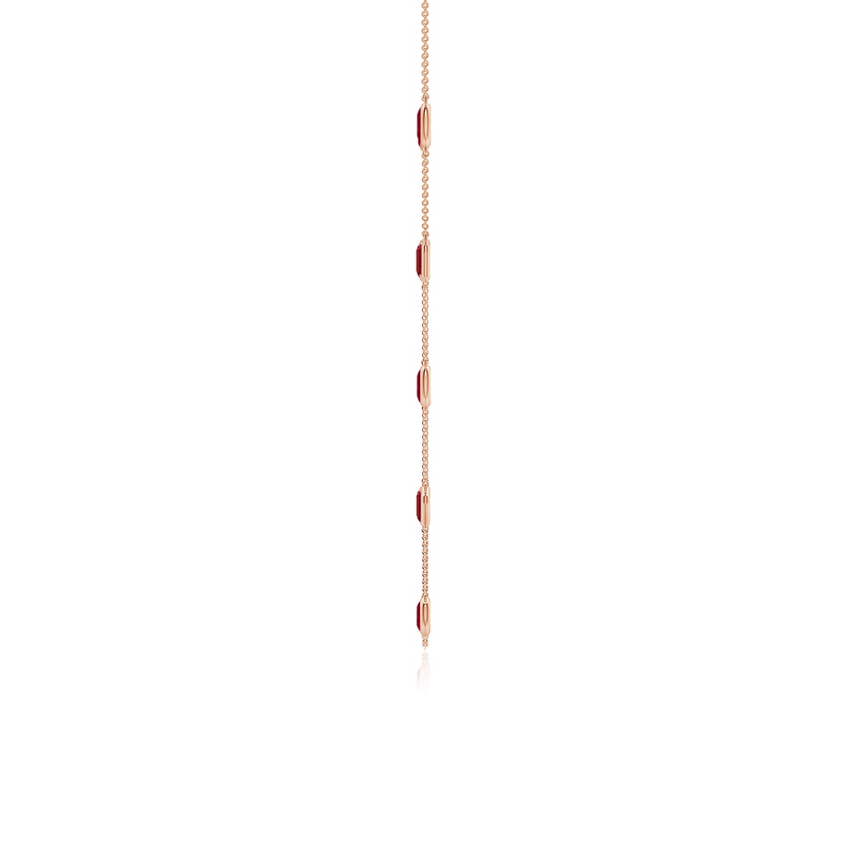 6x4mm AA Oval and Emerald-Cut Ruby Station Necklace in Rose Gold side 199