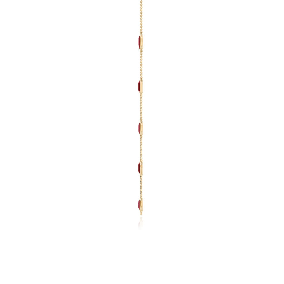 6x4mm AA Oval and Emerald-Cut Ruby Station Necklace in Yellow Gold side 199