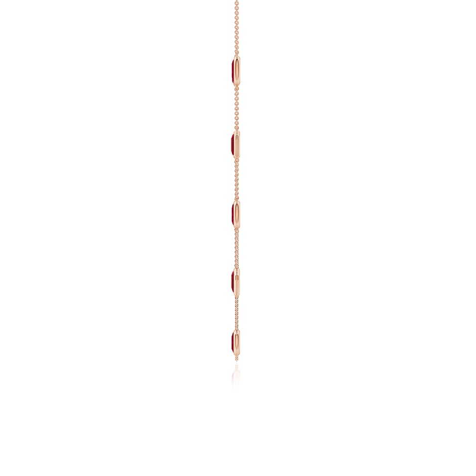 7x5mm AA Oval and Emerald-Cut Ruby Station Necklace in Rose Gold side 199