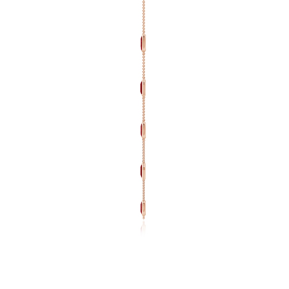 7x5mm AAA Oval and Emerald-Cut Ruby Station Necklace in Rose Gold side 199