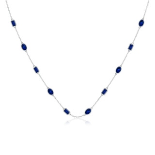 6x4mm AAAA Oval and Emerald-Cut Blue Sapphire Station Necklace in P950 Platinum