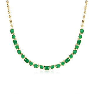 8x6mm AA Multi-Shape Emerald Adjustable Chain Necklace in Yellow Gold