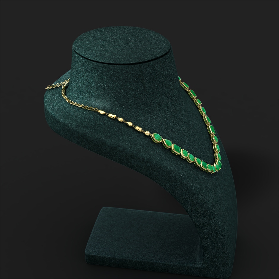 8x6mm AA Multi-Shape Emerald Adjustable Chain Necklace in Yellow Gold side 399
