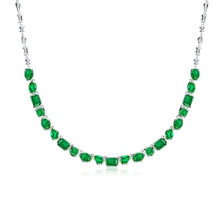 8x6mm AAA Multi-Shape Emerald Adjustable Chain Necklace in White Gold