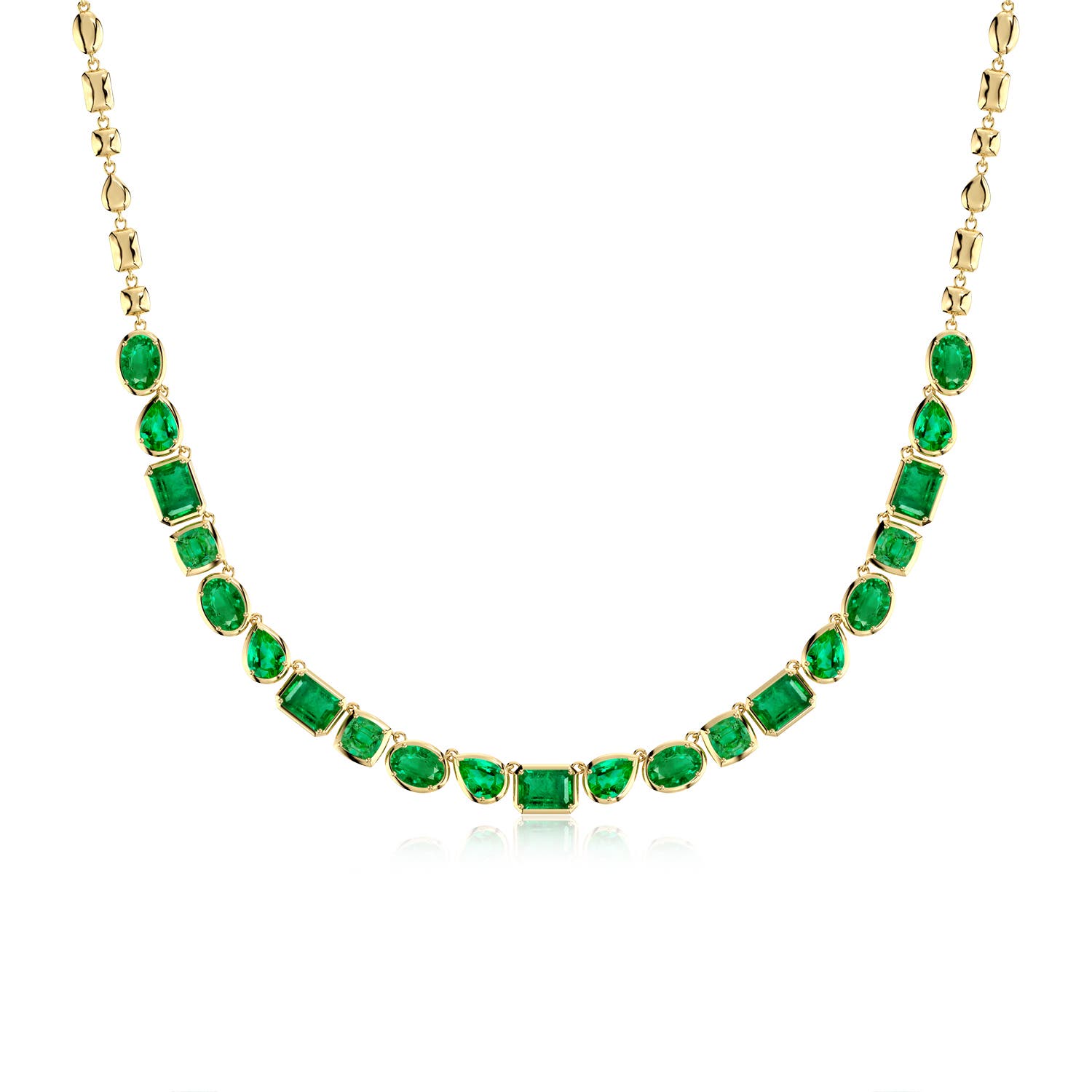 Angara 23.2 CTW Multi-Shape Emerald Adjustable Chain Necklace in 14K Yellow Gold