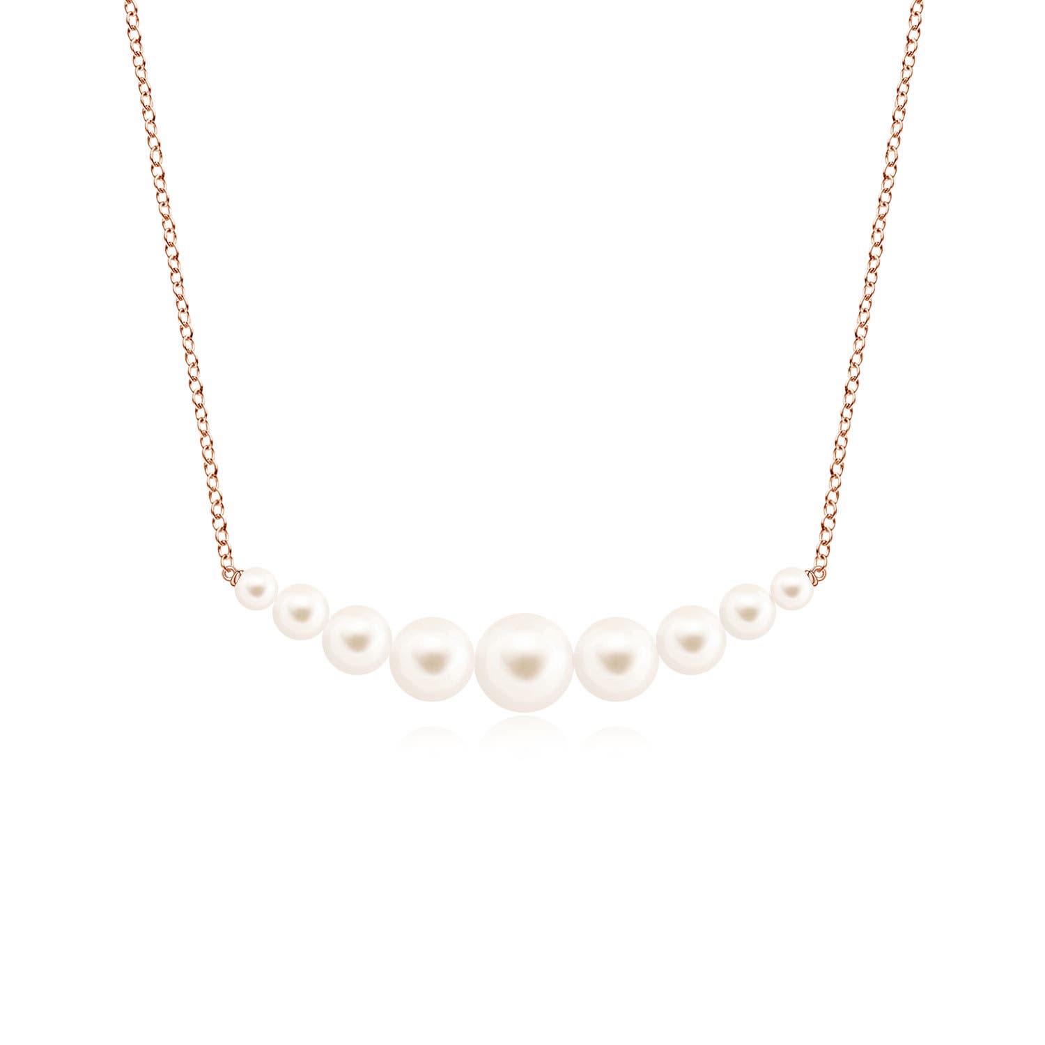 Angara 7 MM Graduated Freshwater Pearl Necklace in 14K Rose Gold