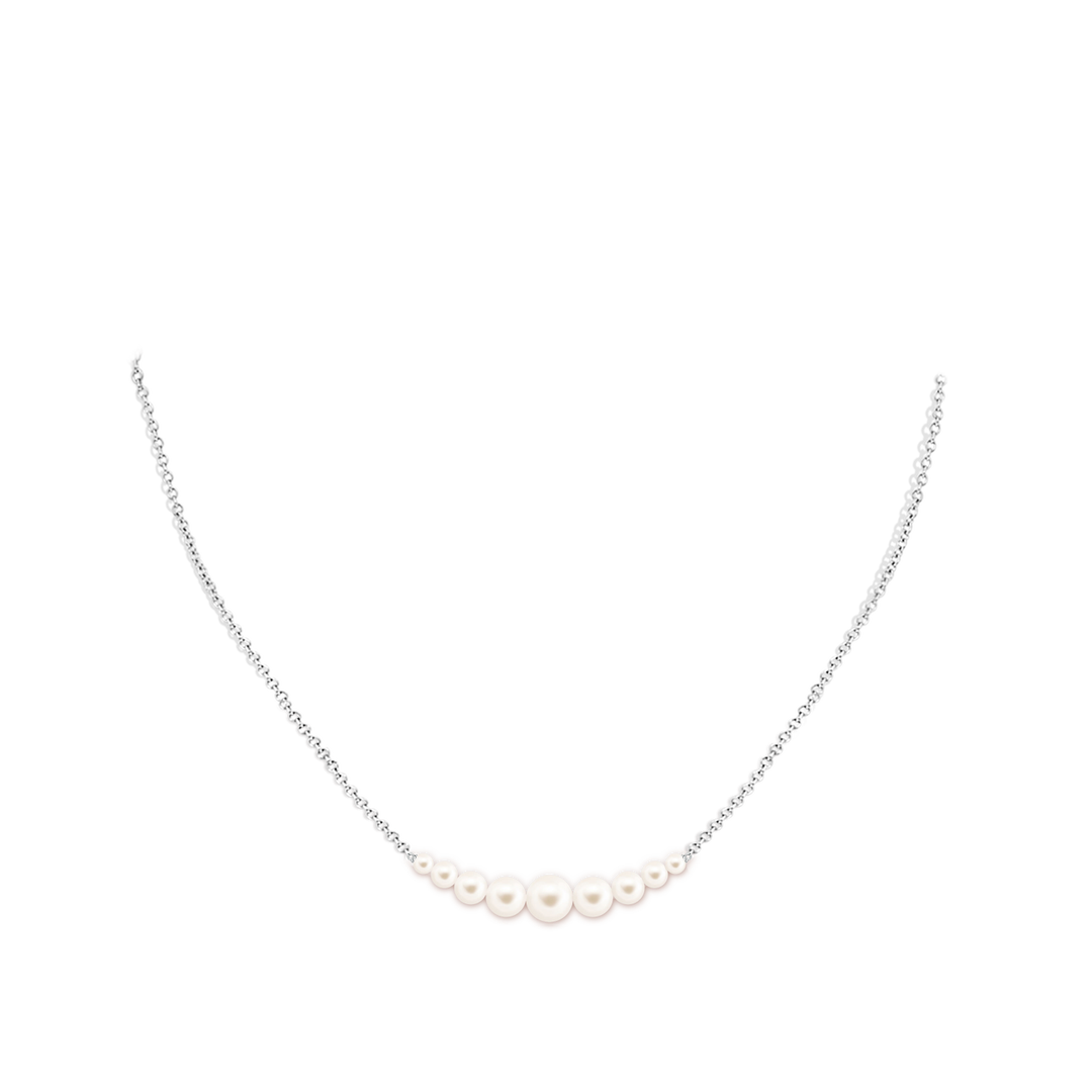 7mm AAA Graduated Freshwater Pearl Necklace in White Gold - body_neck