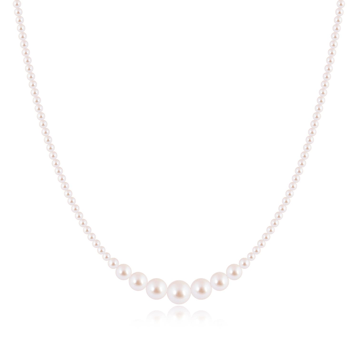 9mm AAA Graduated Akoya Pearl Single Strand Bead Necklace in Rose Gold