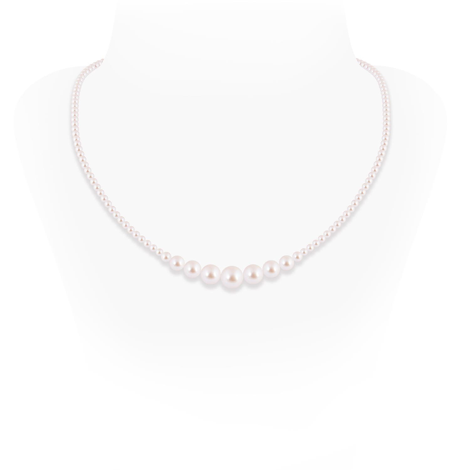 9mm AAA Graduated Akoya Pearl Single Strand Bead Necklace in Rose Gold