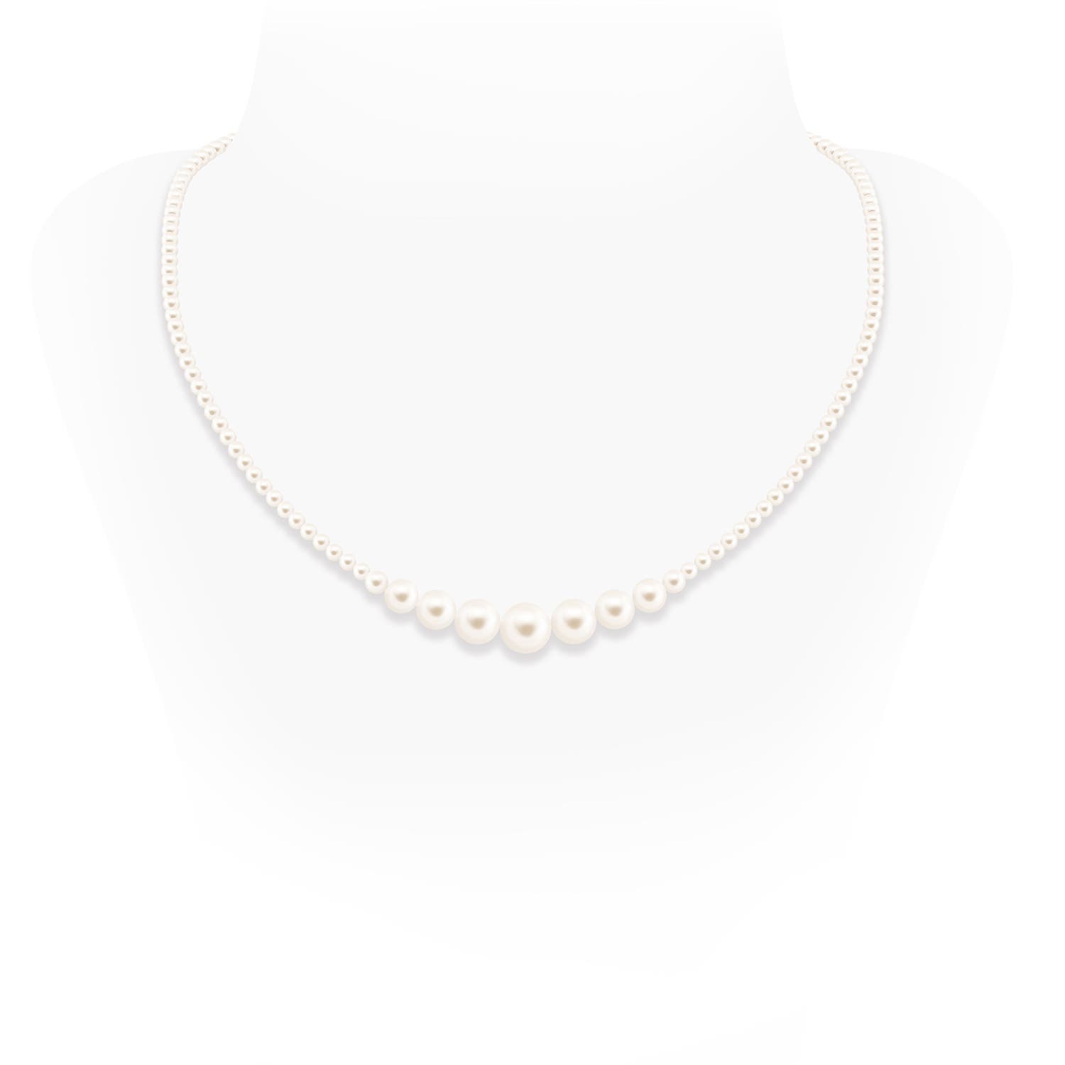 9mm AAA Graduated Freshwater Pearl Single Strand Bead Necklace in White Gold - side 1