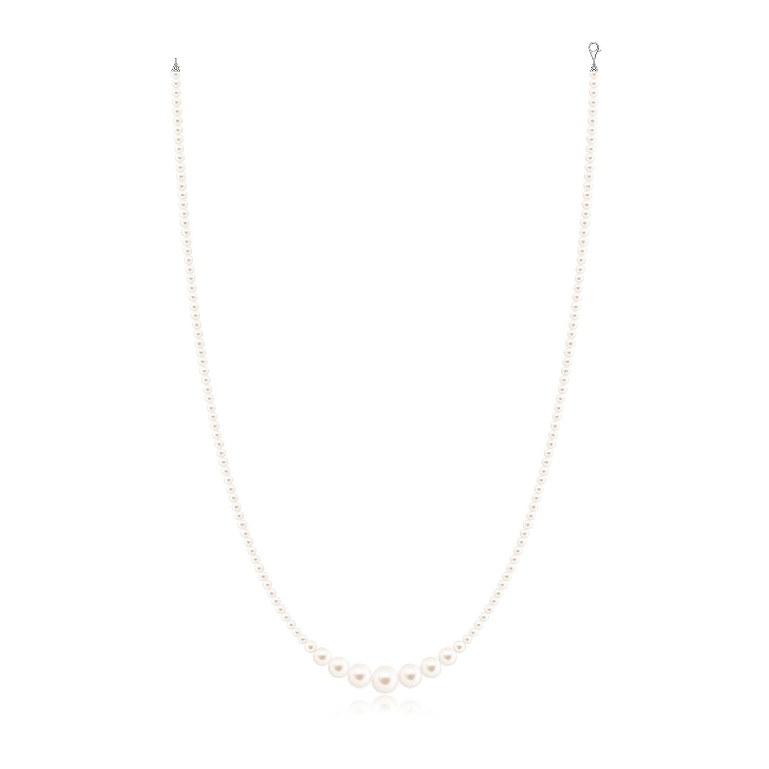 9mm AAA Graduated Freshwater Pearl Single Strand Bead Necklace in White Gold - side 2