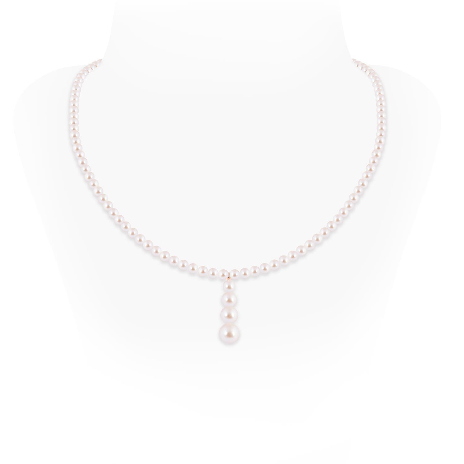 8mm AAA Akoya Pearl Graduated Y-Drop Necklace in Rose Gold - side 1