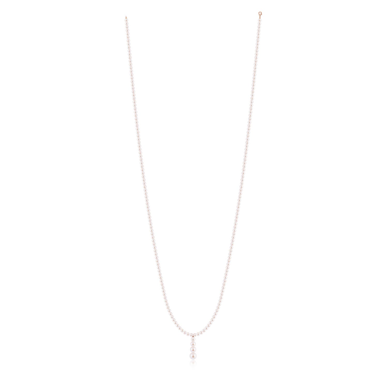 8mm AAA Akoya Pearl Graduated Y-Drop Necklace in Rose Gold - side 2