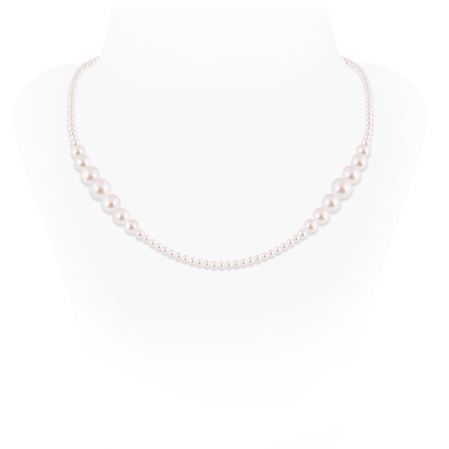 9mm AAA Single Strand Graduated Akoya Pearl Bead Necklace in Rose Gold