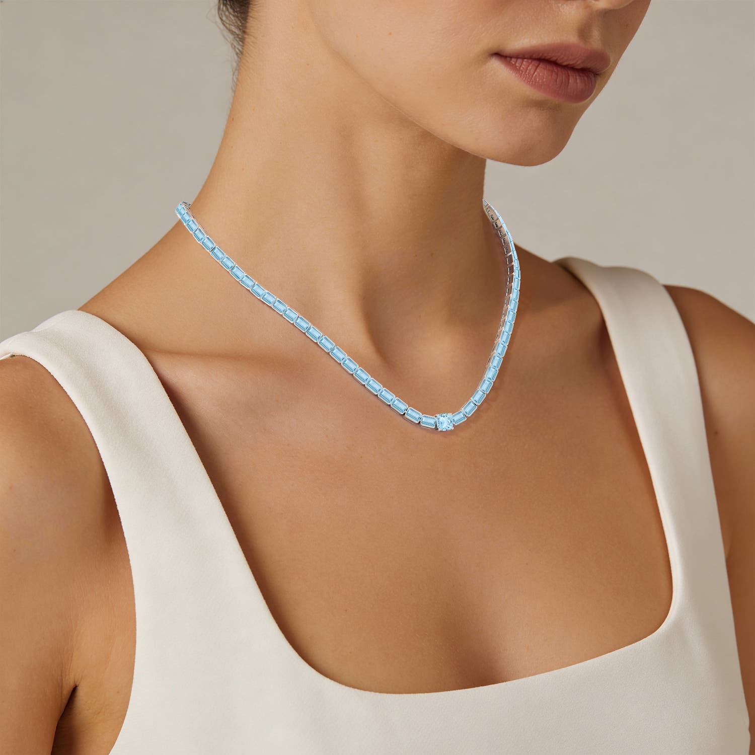 Lee Harris x Angara Ann Aquamarine Tennis Necklace