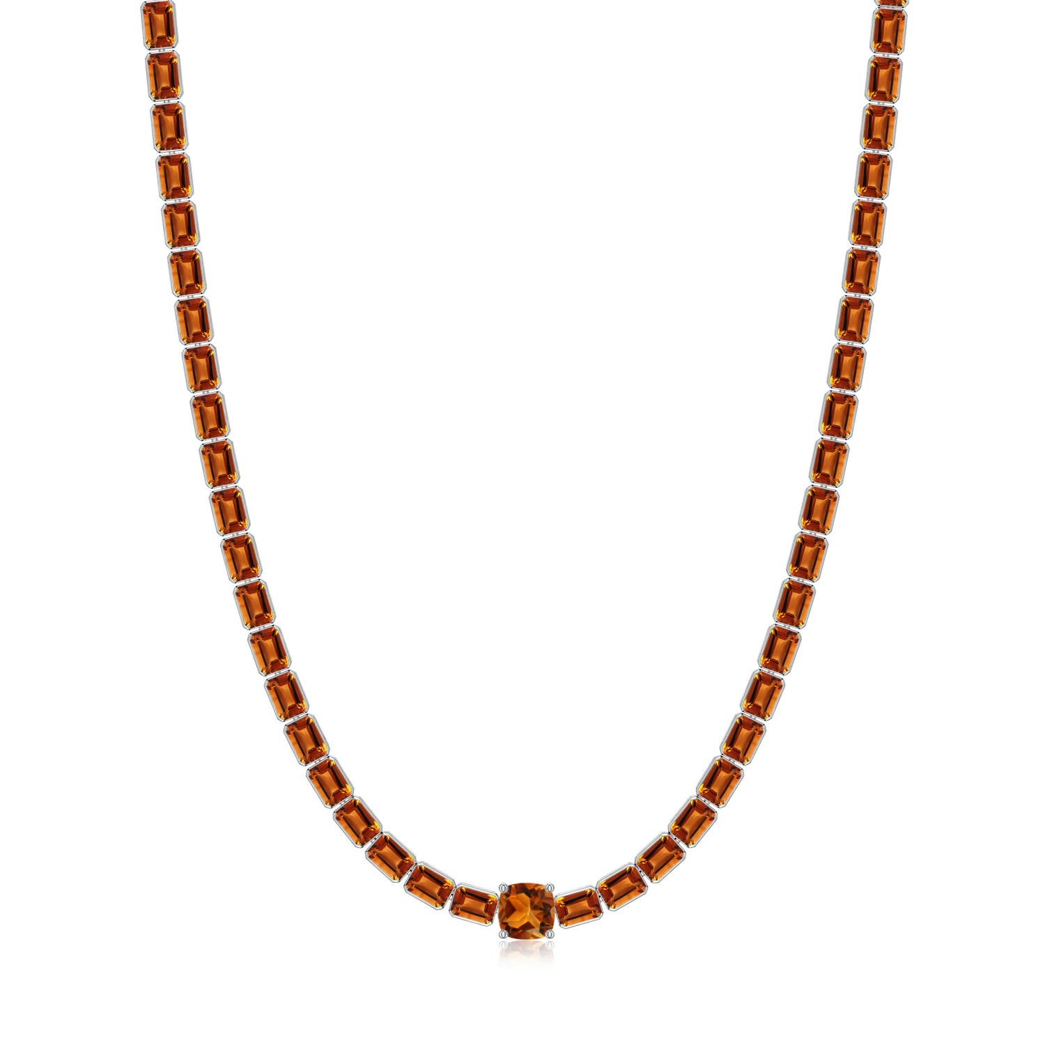 9mm AAAA Lee Harris x Angara Cushion Citrine Modern Art Deco Inspired Tennis Necklace in 18CT White Gold