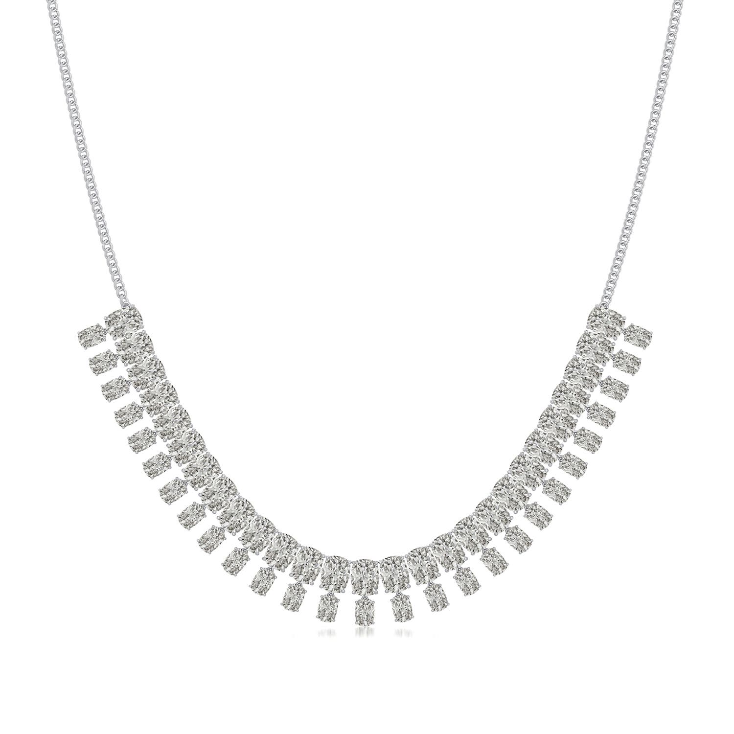 Angara 57.51 CTW Cushion Rectangular Diamond Fringe Necklace in 14K White Gold