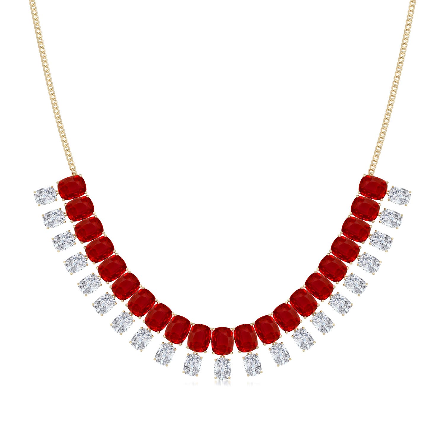 Cushion Rectangular Ruby Fashion Necklaces & Pendants