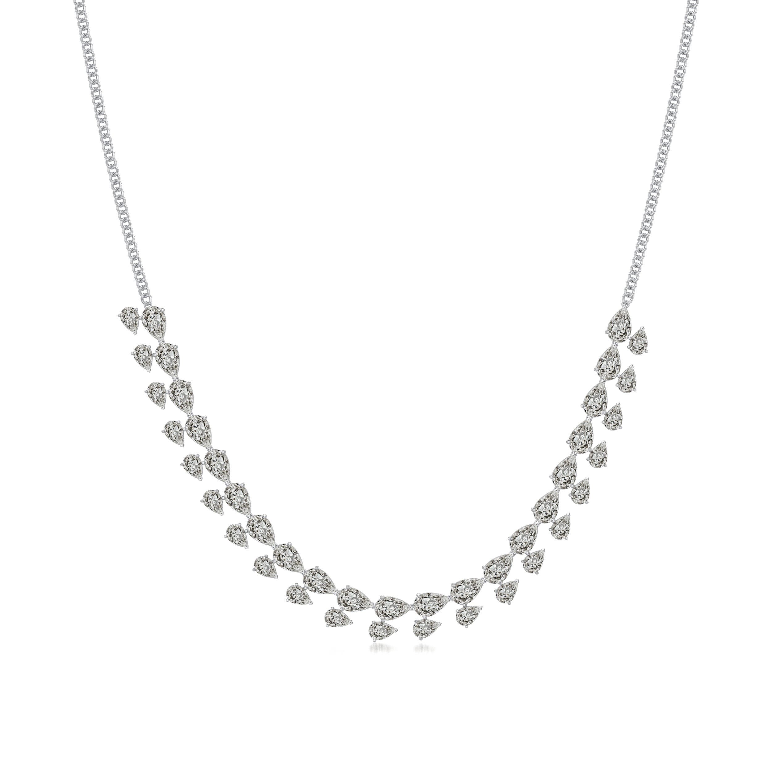 Angara 24.36 CTW Pear-Shaped Diamond Fringe Necklace in 14K White Gold