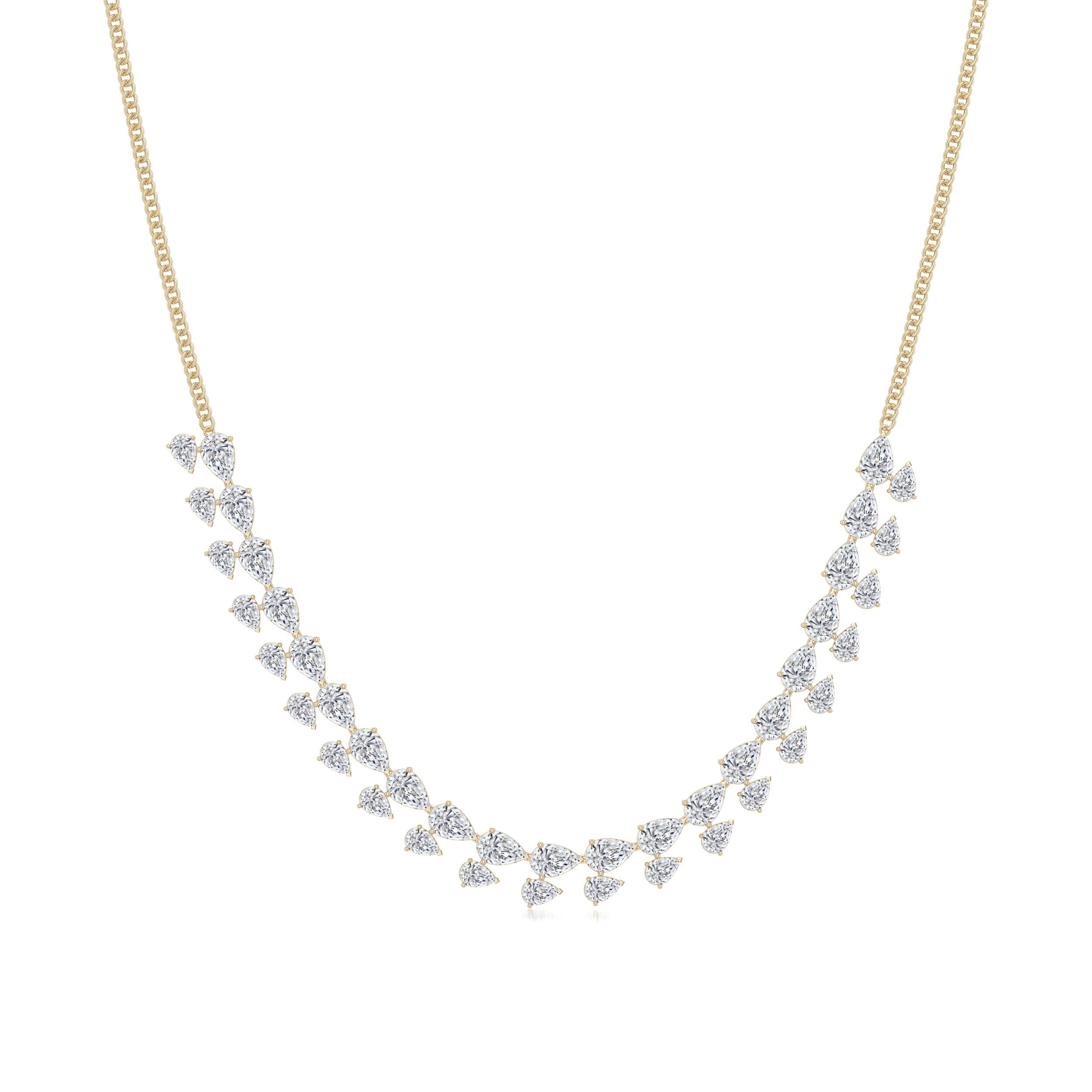 Angara 24.36 CTW Pear-Shaped Diamond Fringe Necklace in 14K Yellow Gold