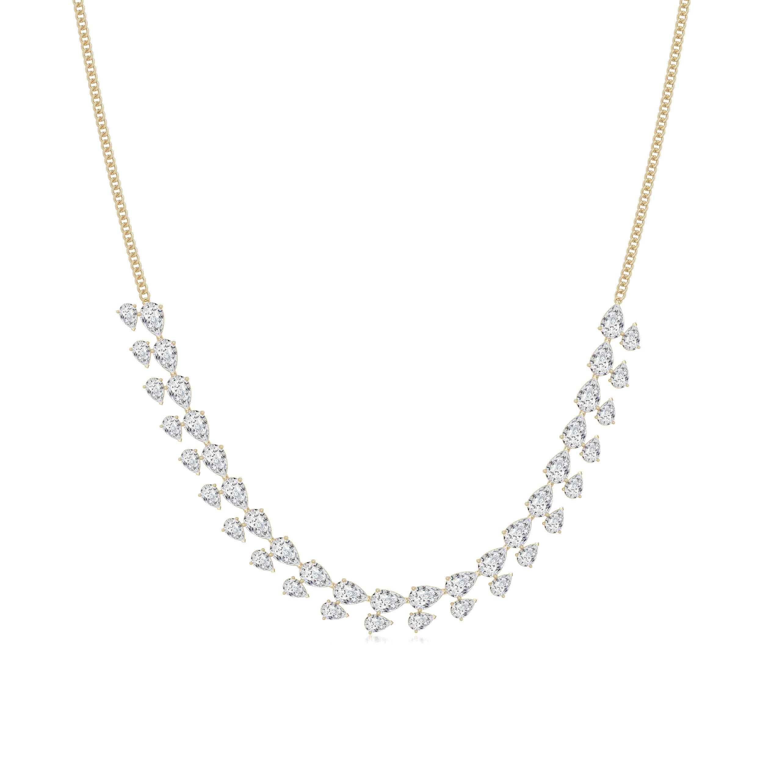 Angara 24.36 CTW Pear-Shaped Diamond Fringe Necklace in 14K Yellow Gold