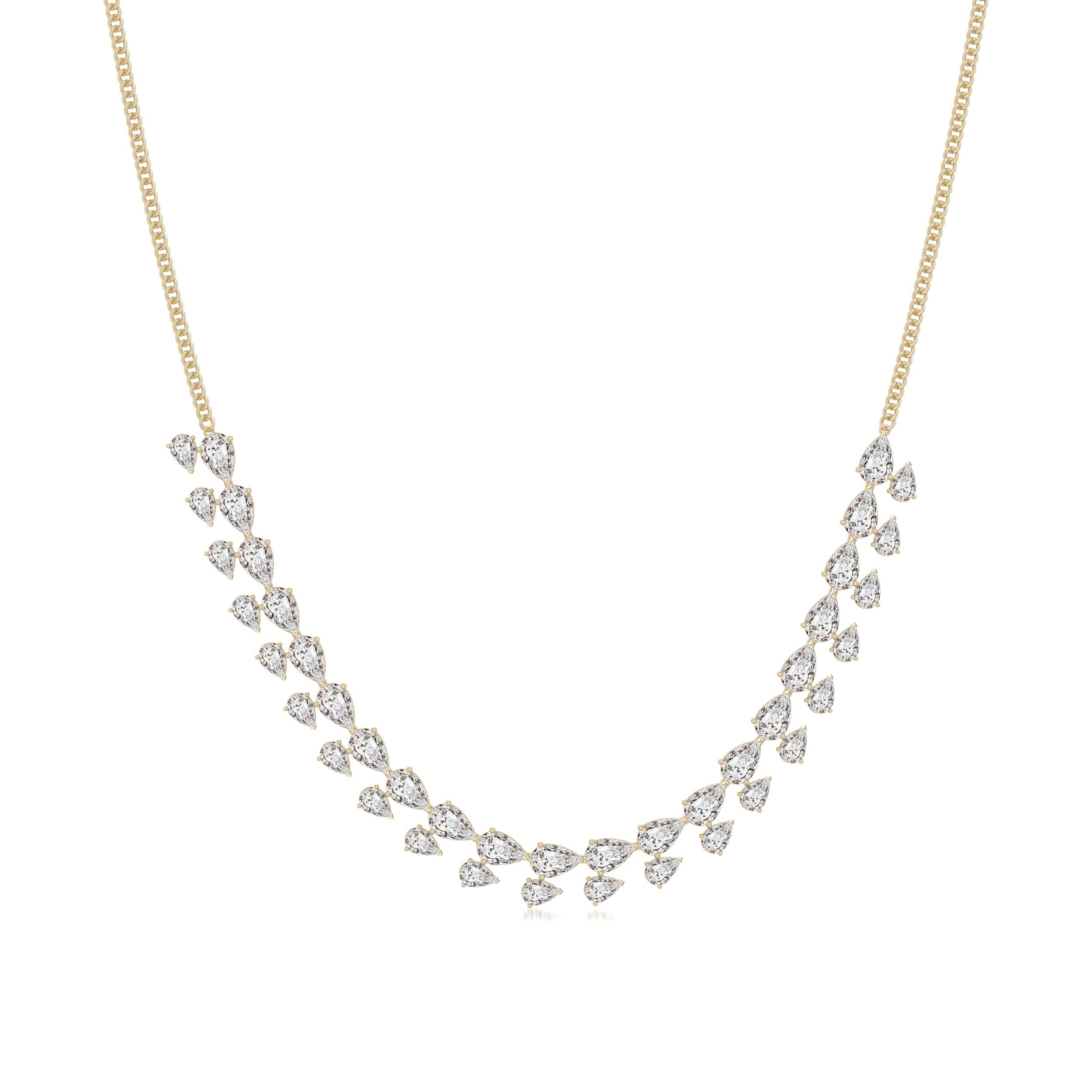 Angara 24.36 CTW Pear-Shaped Diamond Fringe Necklace in 14K Yellow Gold